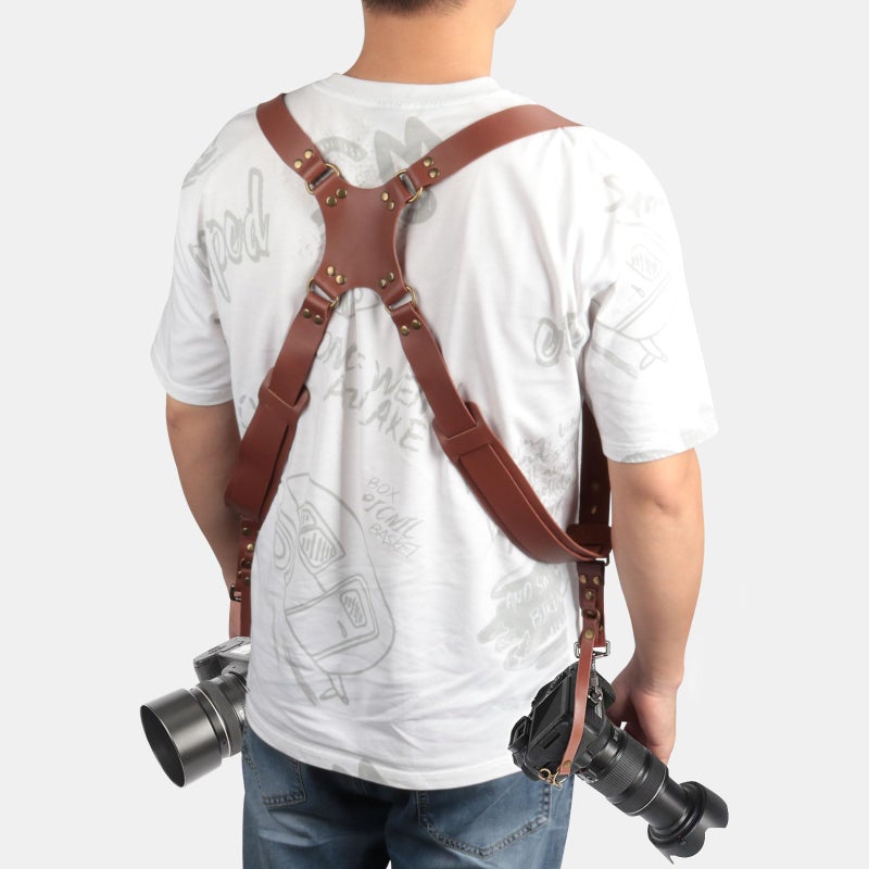 Kasla Camera Strap Camera Straps for Photographers Leather Dual Camera Strap for Two DSLR/SLR Cameras (Brown) - Image 5